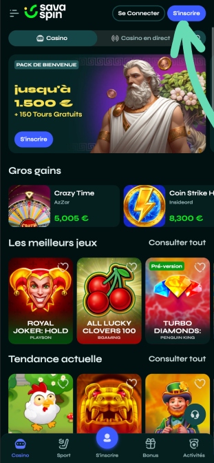 app cliquez sur le bouton « S'inscrire »