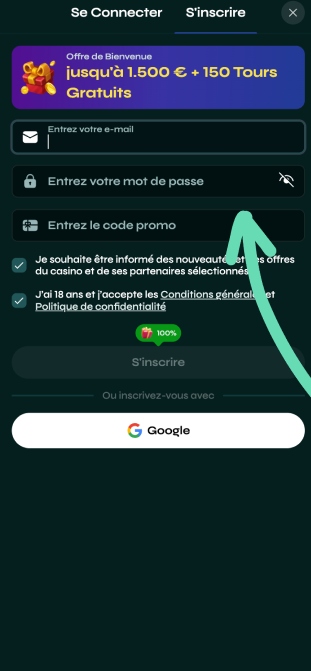 app remplir le formulaire d'inscription